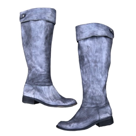 Felmini Anthropologie Over The Knee Fold Over Gray Grey Leather Boots 11/42 - Picture 3 of 17